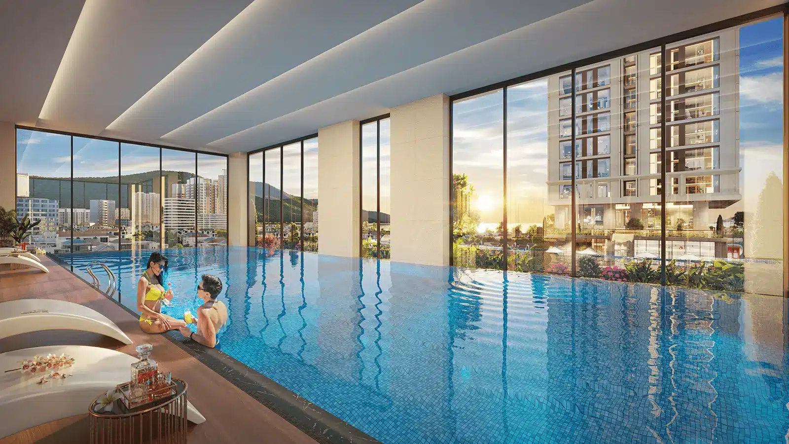 Bể bơi 4 mùa tại Sun Costa Residences Đà Nẵng mang lại trải nghiệm nghỉ dưỡng tiện nghi chuẩn 5 sao.