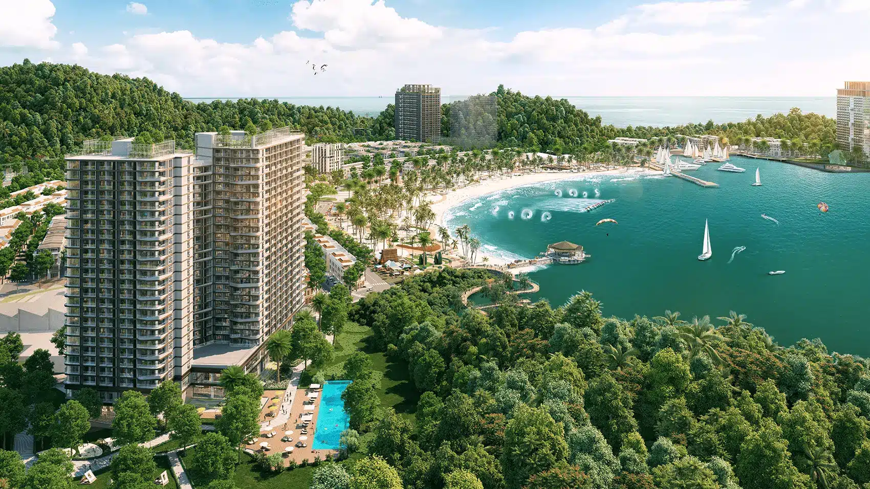 Toàn cảnh dự án Xanh Island Cát Bà với tiện ích hiện đại và cảnh quan thiên nhiên tuyệt đẹp.