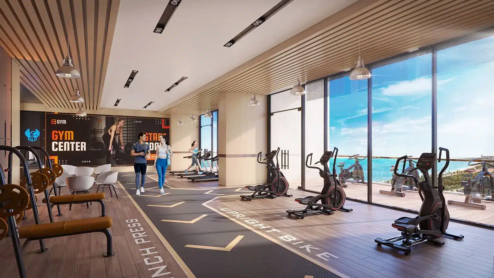 Trung tâm Gym tại Sun Costa Residences Đà Nẵng với tầm nhìn hướng biển Mỹ Khê tuyệt đẹp.
